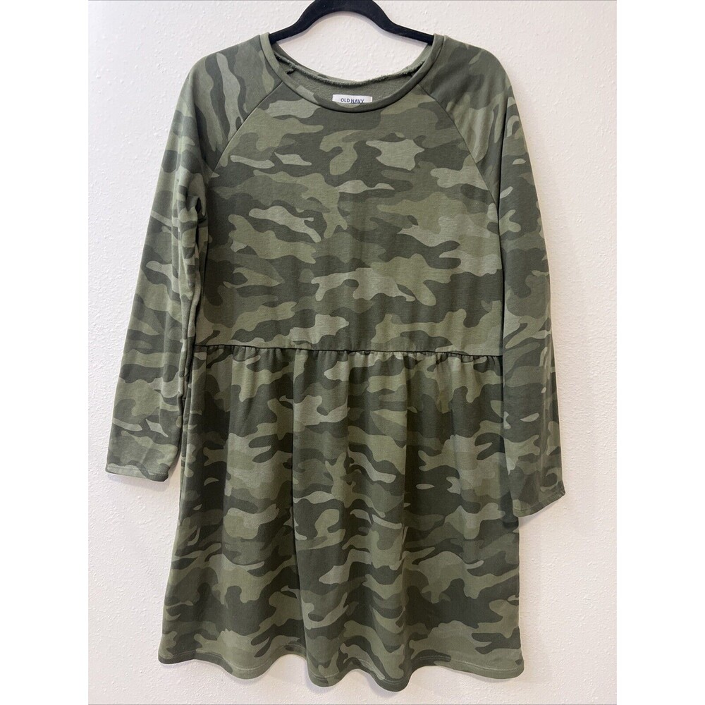 OLD NAVY Camouflage Camo Long Sleeve Shirt Baby Doll‎ Dress Girls Size XXL 18